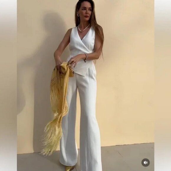 ZARA FULL LENGTH ASYMMETRIC VEST JUMPSUIT - Picture 3 of 5